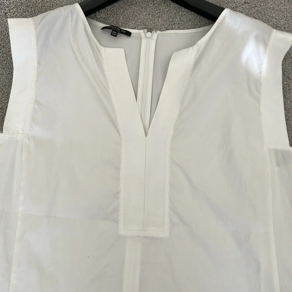 Lafayette 148 White Sleeveless Split-neck Top size XXL - Picture 11 of 11